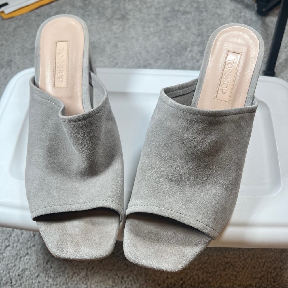 Topshop Gray Block Heel Sandals